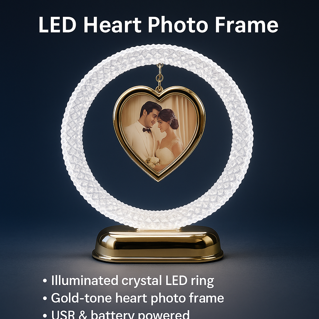 Customized Heart LED Photo Frame with Light – USB & Battery Powered Gift for Couples