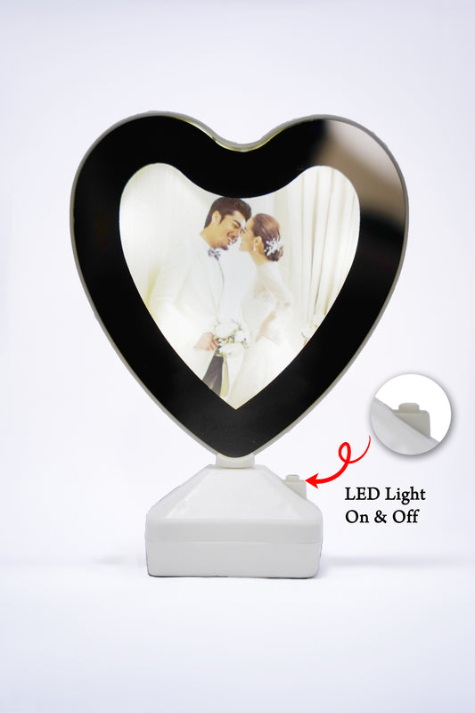 LED Photo Magic Frame – Customized Plastic Heart Frame with Light (USB + Cell Operated) Size 13x18 cm