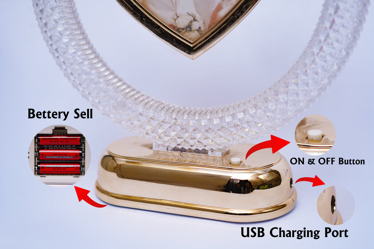 Customized Heart LED Photo Frame with Light – USB & Battery Powered Gift for Couples