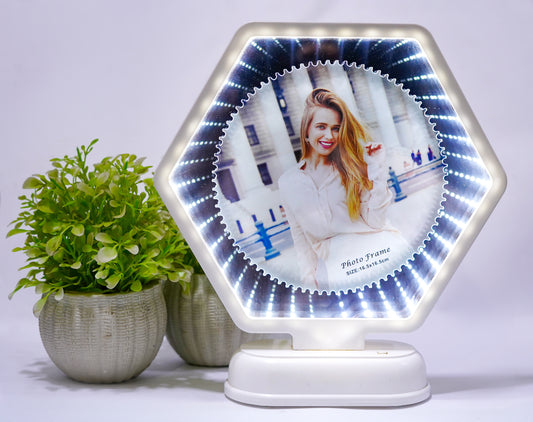 Hexagon LED Customized Photo Frame – Personalised Light-Up Gift